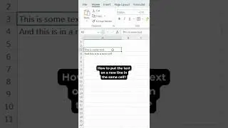 How to start a new line in the same cell in Excel 