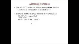 SQL: Removing Duplicates; Aggregate Functions