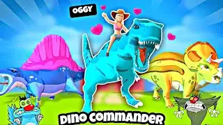 OGGY THE STRONGEST DINOSAUR IN DINO COMMANDER GAME | WITH JACK & BOB | OGGY GAME