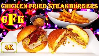G FORCE KITCHENS NO TALK COOKING SHOW | BLAZING CHICKEN FRIED STEAK BURGER COMBO PLATTER RECIPE | 4K