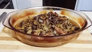 Свински котлети с гъби в йенска тенджера