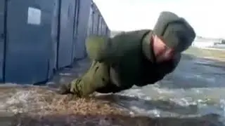 Soviet Russian does no hands push ups for ten minutes straight