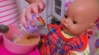 Куклa Беби Бон Кушает Кашу с Вареньем Открывает Сюрприз Даша Как мама играет в куклы