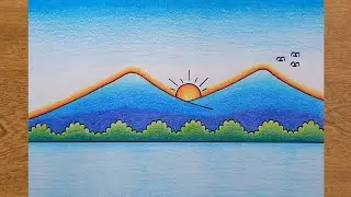 Cara Menggambar Pemandangan Gunung Sungai | Simpel dan Mudah - Cocok Untuk Pemula