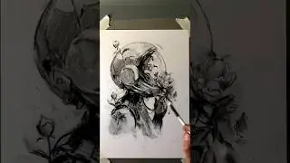 ASMR charcoal portrait drawing tutorial #charcoaldrawing #shorts #drawing #artshorts #shortsart