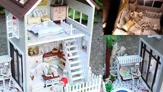 DIY Miniature Doll House Full Set With Lights, Bedroom, Kitchen, Living Room, Pool