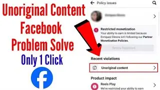 Problem Solve 🤑 Remove Facebook unoriginal of Content violation | how to remove unoriginal Contant