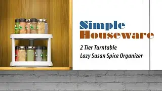 SimpleHouseware 2 Tier Turntable Lazy Susan Spice Organizer, Oak