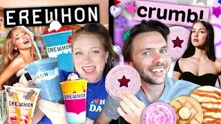 Tasting VIRAL Celebrity Foods! EREWHON Sabrina Carpenter Smoothie and CRUMBL Olivia Rodrigo Cookie!