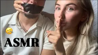 MOUTH COVERING ASMR with Partner 🤐Whispering “Be Quiet” & Taping Mouths for Sleep Triggers [German]