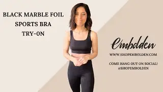 Black Marble Sports Bra Try-On