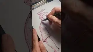 90s kid cartoon Ink Pen Sketch Progress 