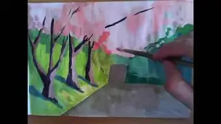 Весна. Цветущий сад. Рисование пейзажа