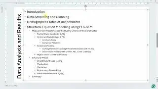 Structure and Format of Data Analysis and Results using #SmartPLS4 (See Description)