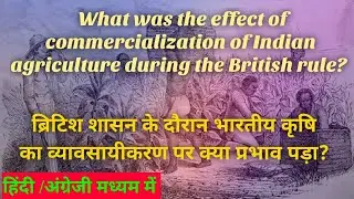 ब्रिटिश शासन के दौरान भारतीय कृषि का व्यावसायीकरण पर क्या प्रभाव पड़ा/ commercialization agriculture