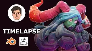 Blender + ZBrush 3D Character Modeling Timelapse