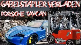 New 761hp Porsche loaded with forklift - Taycan Turbo S with €50,000 accident damage E-car