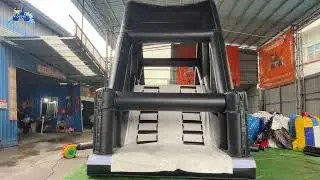 Minimalist Black & White Dual Lane Inflatable Water Slide | Sleek Modern Summer Fun!