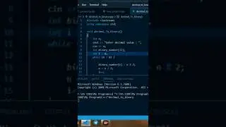 decimal to binary in C++  language. convert decimal to binary using c++ program. #shorts #shortvideo