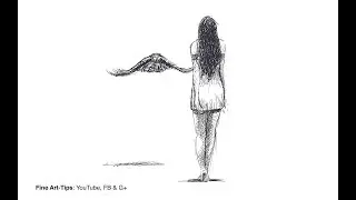 How to Sketch - Woman With Horse - And Girl With Owl - With Fountain Pen - Pen and Ink