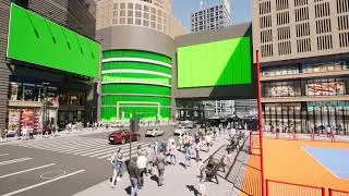 Green Screen City Billboards Mockup 10