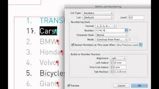 How to create a Numbered List Level 2 in InDesign CS6