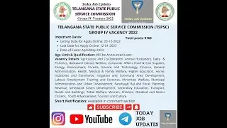 @todayjobupdates8454  Telangana State Public Service Commission (TSPSC) Group IV Vacancy