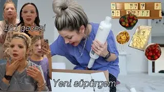 KIZLARLA 101 GECESİ ! Yeni Süpürgem , Günlük Vlog Büşra Pektaş 