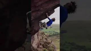 Mat Wright with an audacious solo ascent of 'Paralogism E7 6c' at the Roaches.