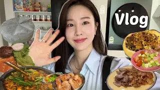 직장인 VLOGㅣ늘 그러하듯이 먹부림 라이프😁ㅣ알리 아이폰 케이스 쇼핑ㅣ녹차 그릭요거트ㅣ엘지 프라엘 수리완료ㅣ끝없는 홈케어 피부 관리ㅣ냉장고를 털어라ㅣ인생 오리고기집 발견