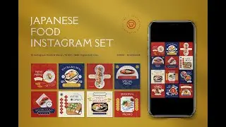 Download Red Flat Design Japanese Food Instagram Pack Stock Graphics