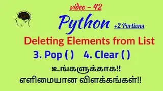 Python  Language in Tamil/using pop(),clear() Functions in Python/ delete a list elements