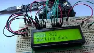 Stickuino Arduino with 2x16 LCD and Light Dependent Resistor