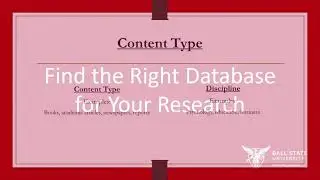 Find the Right Database for your Research