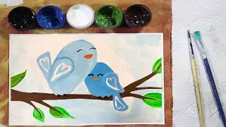Птички на Ветки | Как нарисовать для начинающих