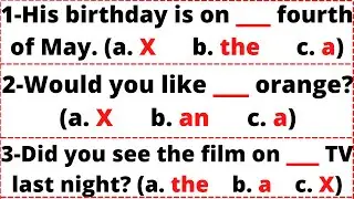 English Grammar Quiz: ARTICLES - A, AN & THE |English MasterClass|