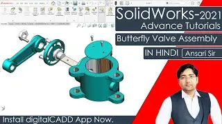 Butterfly Valve Assembly in Solidworks | Solidworks Full Course In Hindi | Solidworks Assembly.