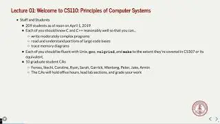 CS 110 Lecture 01 -- Introduction