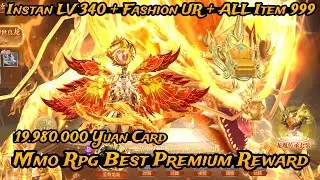 Instant LV 340 - Mmo Rpg Best Premium Reward - 19M Yuan Card + Fashion UR Mount & Wing +ALL Item 999
