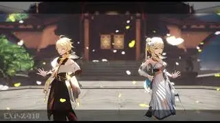[MMD x Genshin Impact] -cinnamons × evening cinema - summertime- {Aether & Lumine} #Genshin_Impact