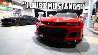 Racing a Camaro ZL1 in my Supercharged Mustang GT!
