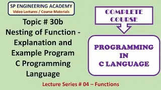 30b Nesting of Function   Explanation and Example Program   C Programming Language