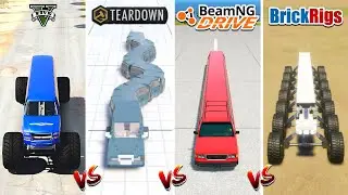 LONG CARS & LONG MONSTER TRUCKS in GTA 5 vs TEARDOWN vs BEAMNG DRIVE vs BRICK RIGS - WHICH IS BEST?