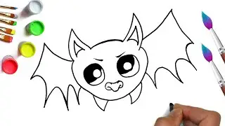 How to draw a bat for Halloween, easy and beautiful drawings for kids рисунки для детей на helloween