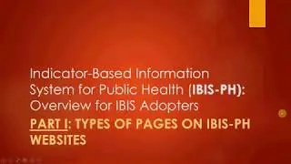 IBIS-PH Adopter Overview, Part 1. Types of Pages on IBIS