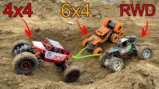 Rc 4x4 recovering Rc 6x4 and RWD | Rc cars recovery Video