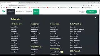 w3schools clone tutorials section menu html css and javascript