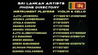 SRI LANKAN ARTISTS PHONE DIRECTORY INSTRUMENT PLAYERS