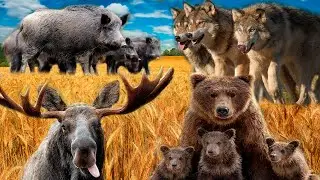 Hunting. Animal trail. Wild boars. Elk. Bears. Wolves. Forest at night