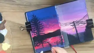 🌄 Gouache Painting - Guaj Boya / Landscape  Timelapse